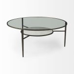 Felicity 36.0L x 36.0W x 16.0H Marble Top W/Iron Frame Coffee Table