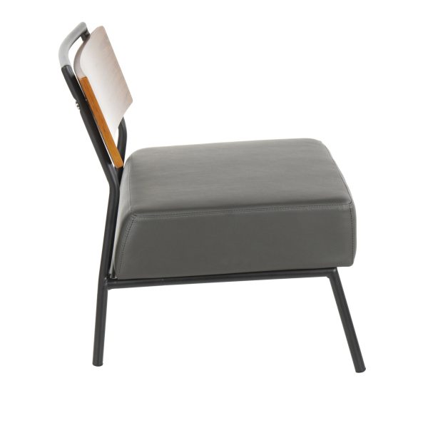 Fiji Grey Faux Leather Walnut Contemporary Accent Chair 1