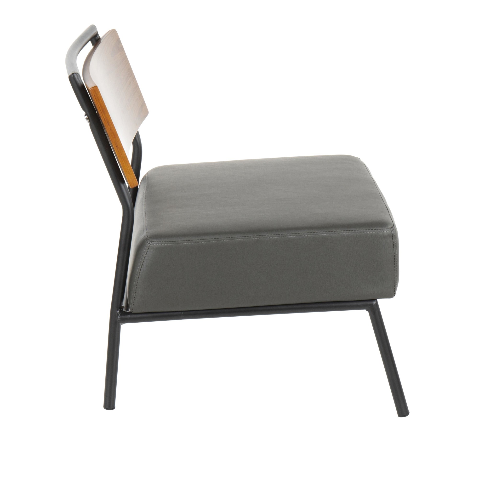 Fiji Grey Faux Leather Walnut Contemporary Accent Chair 2 Fiji Grey Faux Leather Walnut Contemporary Accent Chair - Image 2