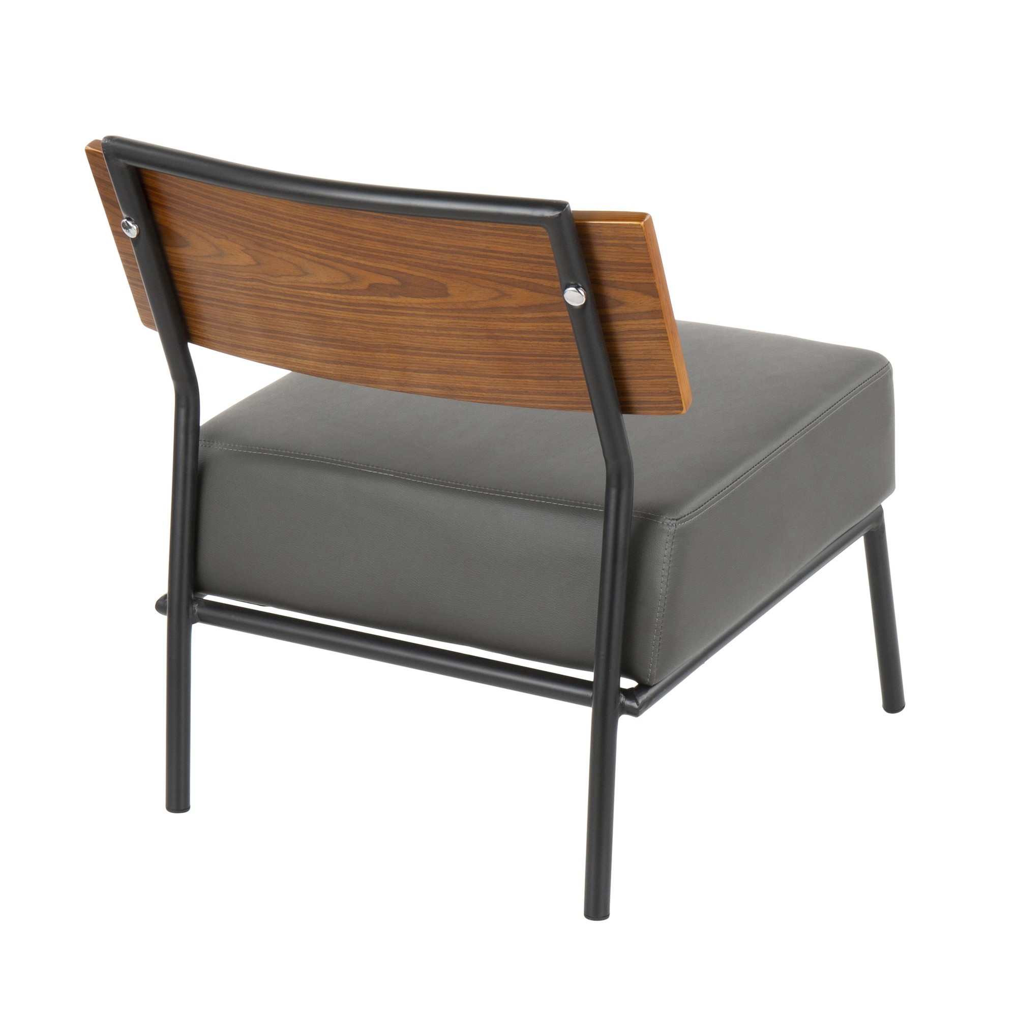 Fiji Grey Faux Leather Walnut Contemporary Accent Chair 3 Fiji Grey Faux Leather Walnut Contemporary Accent Chair - Image 3