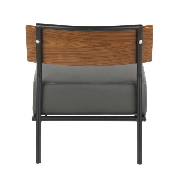 Fiji Grey Faux Leather Walnut Contemporary Accent Chair 3