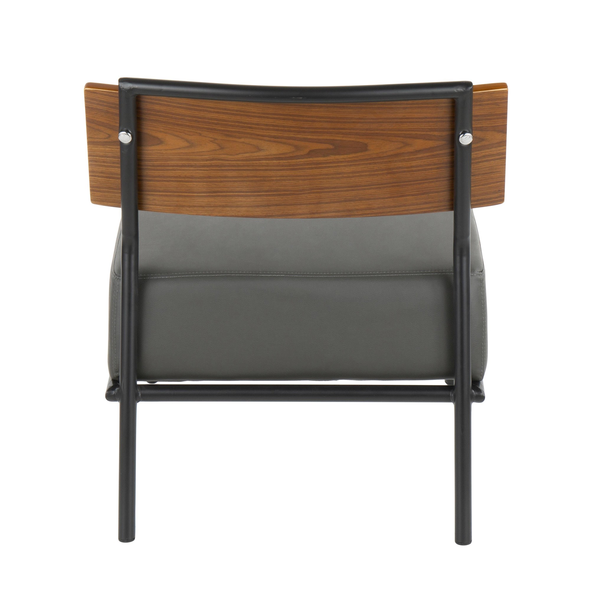 Fiji Grey Faux Leather Walnut Contemporary Accent Chair 4 Fiji Grey Faux Leather Walnut Contemporary Accent Chair - Image 4