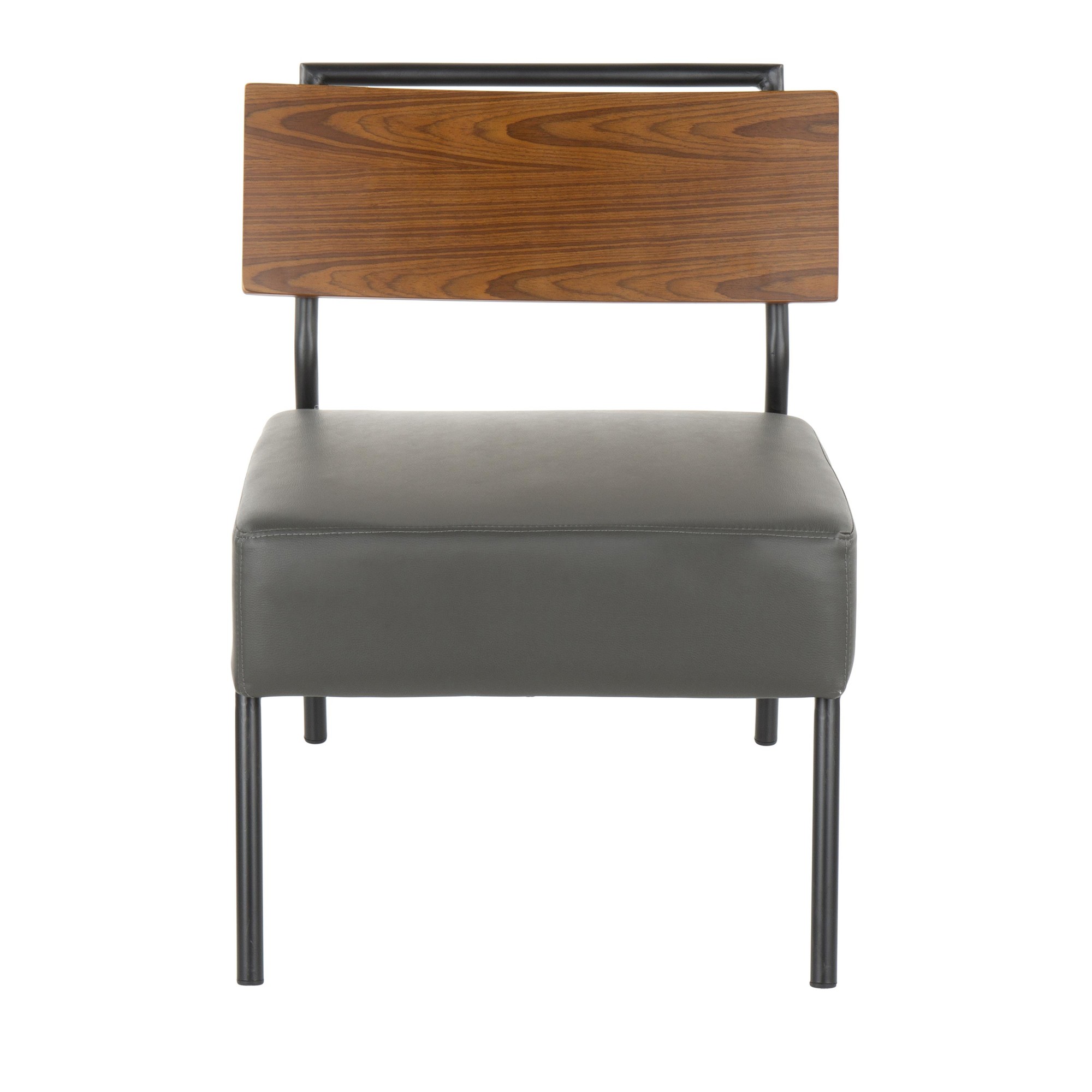 Fiji Grey Faux Leather Walnut Contemporary Accent Chair 5 Fiji Grey Faux Leather Walnut Contemporary Accent Chair - Image 5