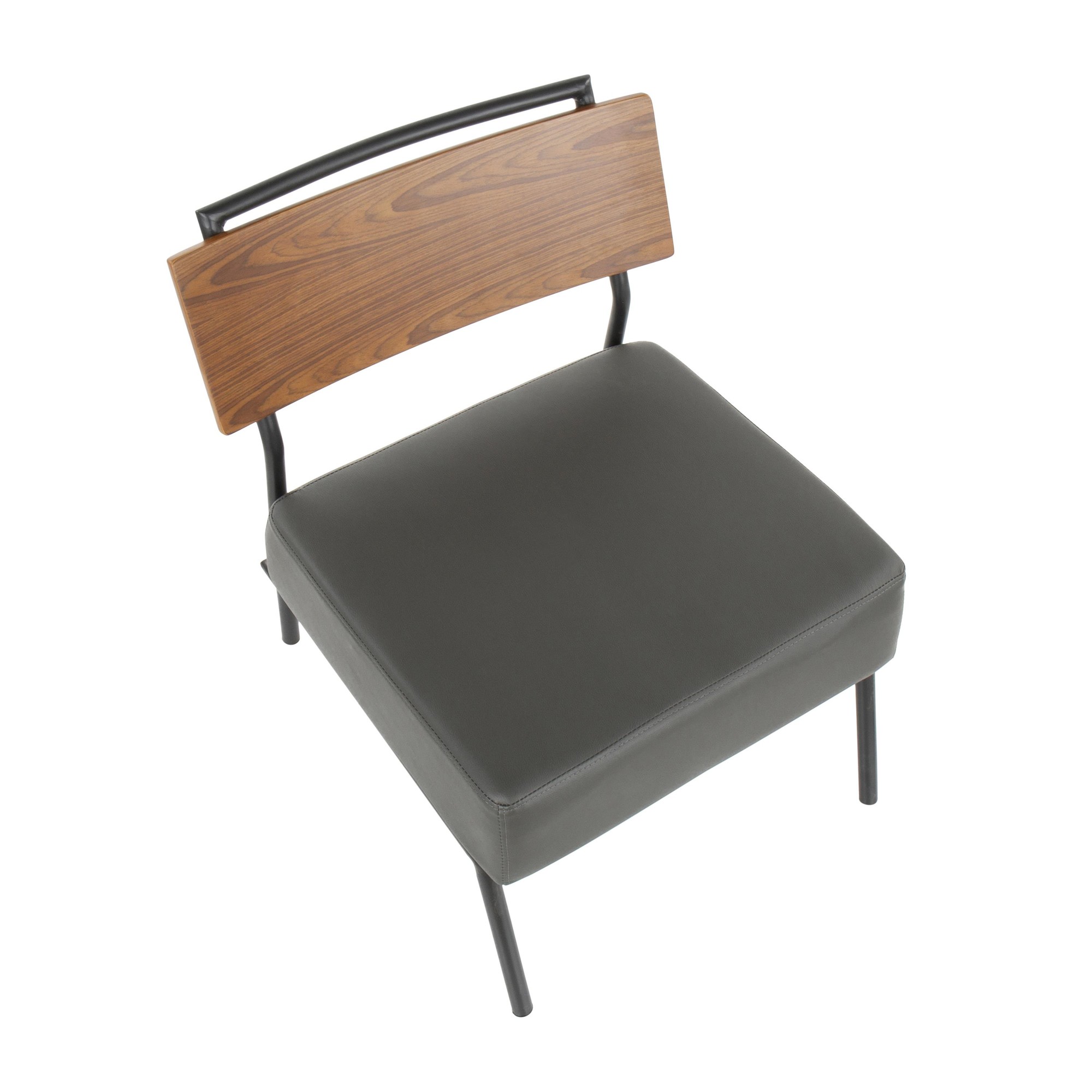Fiji Grey Faux Leather Walnut Contemporary Accent Chair 6 Fiji Grey Faux Leather Walnut Contemporary Accent Chair - Image 6