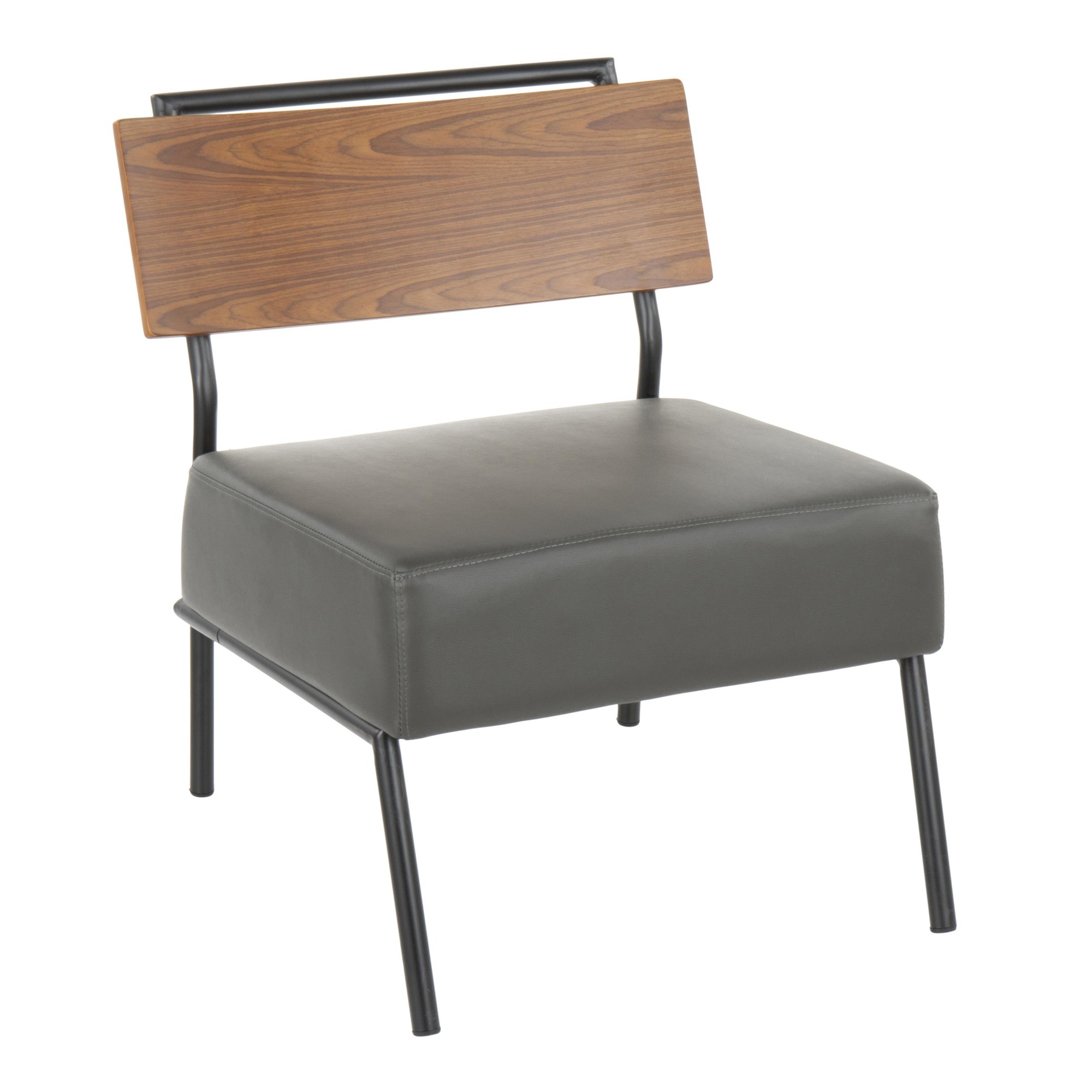 Fiji Grey Faux Leather Walnut Contemporary Accent Chair 1 Fiji Grey Faux Leather Walnut Contemporary Accent Chair