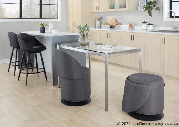 Finch Black Metal Charcoal Fabric Contemporary Adjustable Swivel Chair 1