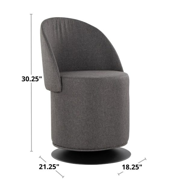 Finch Black Metal Charcoal Fabric Contemporary Adjustable Swivel Chair 16