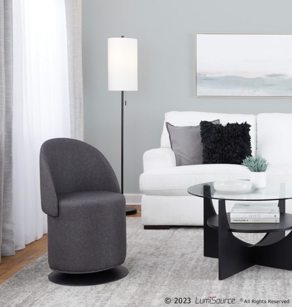 Finch Black Metal Charcoal Fabric Contemporary Adjustable Swivel Chair 3