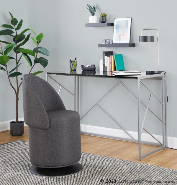 Finch Black Metal Charcoal Fabric Contemporary Adjustable Swivel Chair 5