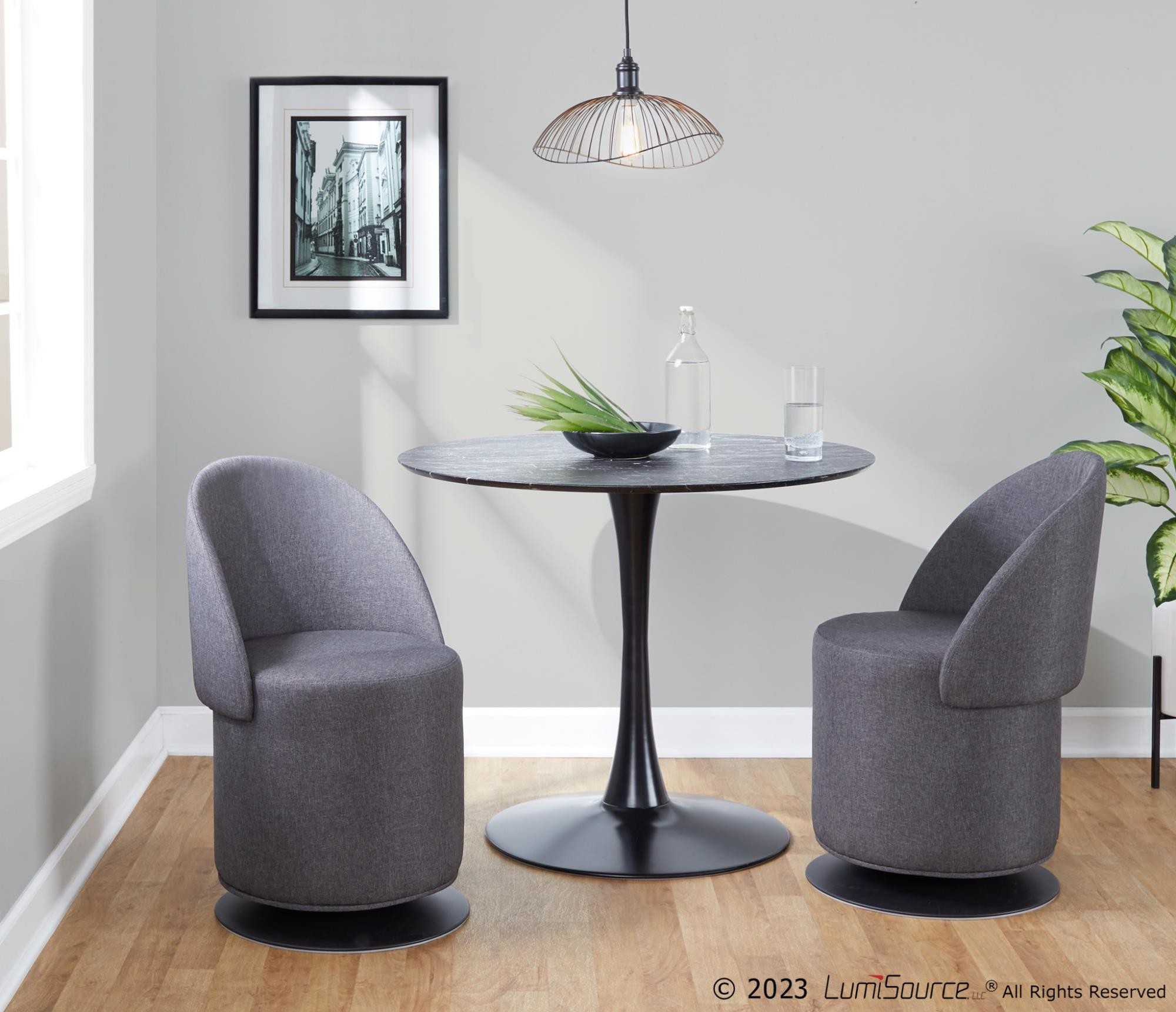 Finch Black Metal Charcoal Fabric Contemporary Adjustable Swivel Chair 7 Finch Black Metal Charcoal Fabric Contemporary Adjustable Swivel Chair - Image 7