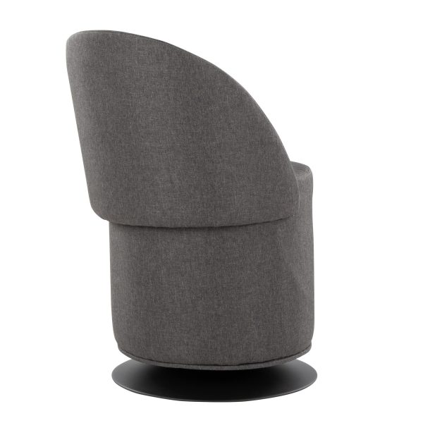 Finch Black Metal Charcoal Fabric Contemporary Adjustable Swivel Chair 9