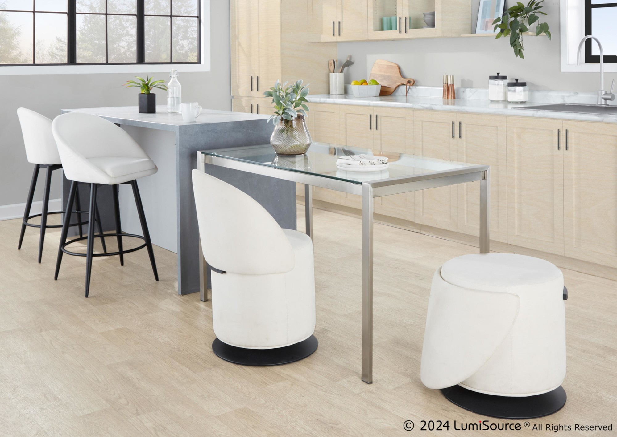 Finch Black Metal Cream Fabric Contemporary Swivel Chair 2 Finch Black Metal Cream Fabric Contemporary Swivel Chair - Image 2