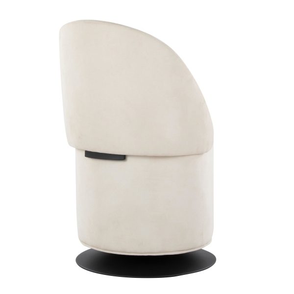 Finch Black Metal Cream Fabric Contemporary Swivel Chair 10