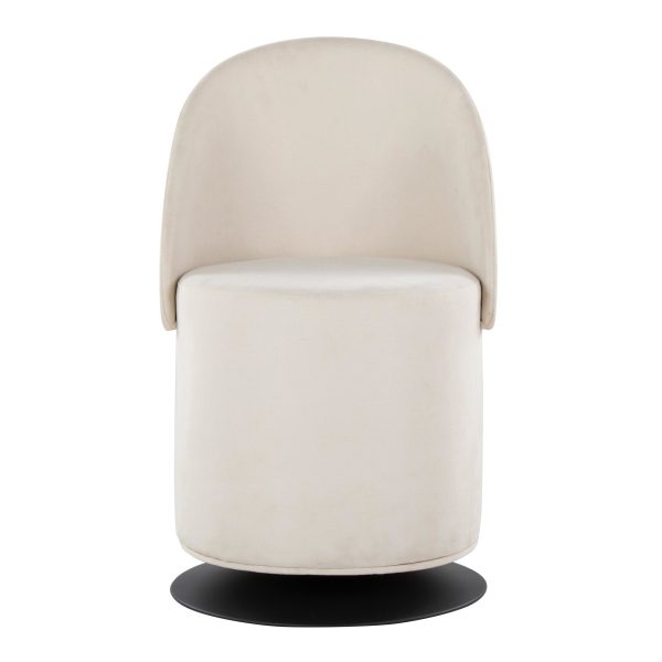 Finch Black Metal Cream Fabric Contemporary Swivel Chair 12