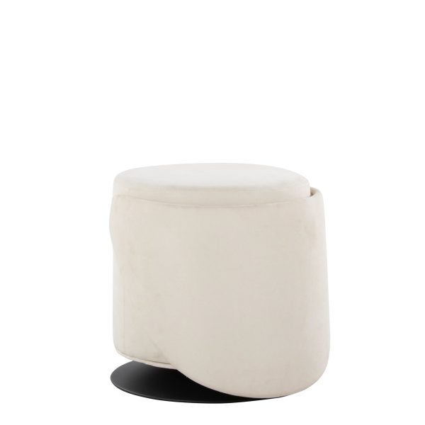 Finch Black Metal Cream Fabric Contemporary Swivel Chair 14