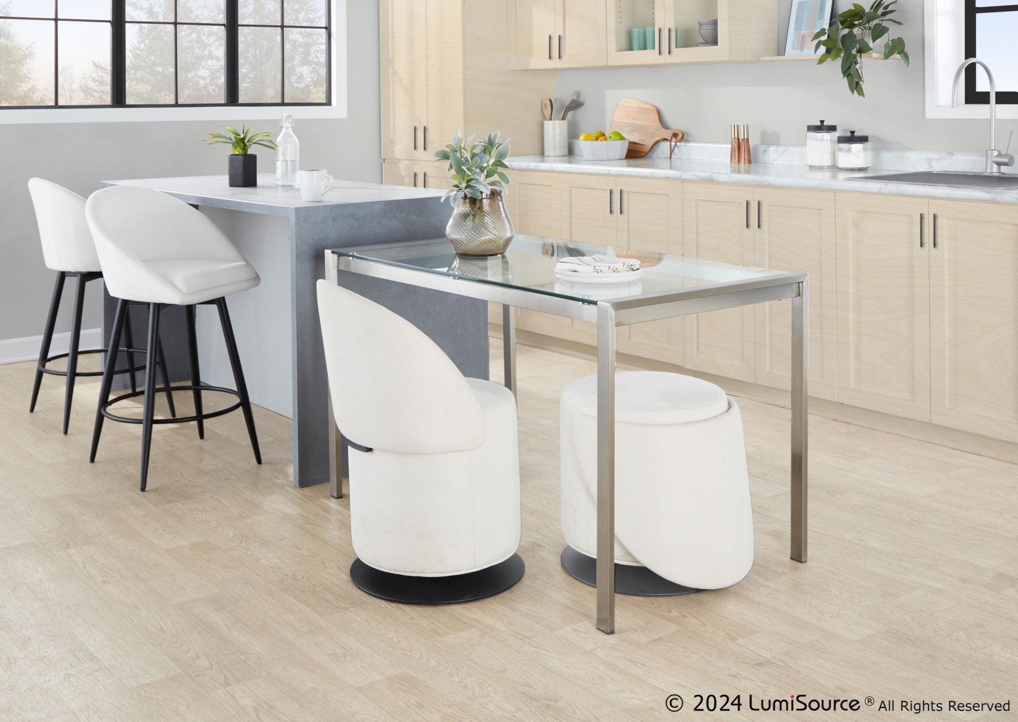 Finch Black Metal Cream Fabric Contemporary Swivel Chair 3 Finch Black Metal Cream Fabric Contemporary Swivel Chair - Image 3
