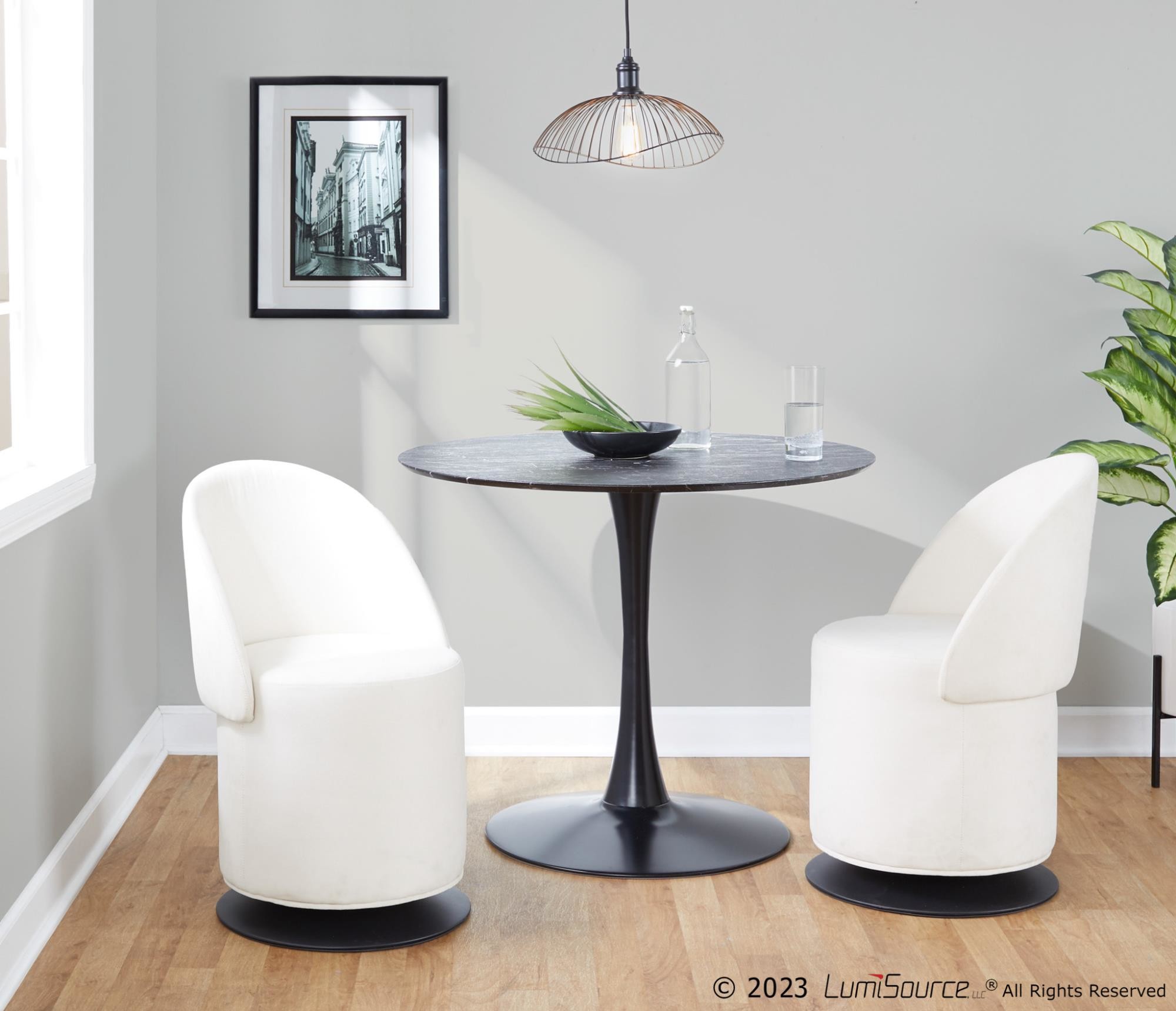 Finch Black Metal Cream Fabric Contemporary Swivel Chair 5 Finch Black Metal Cream Fabric Contemporary Swivel Chair - Image 5