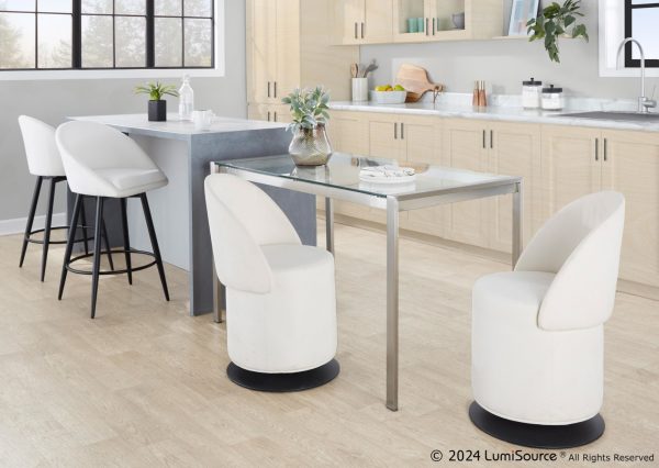Finch Black Metal Cream Fabric Contemporary Swivel Chair
