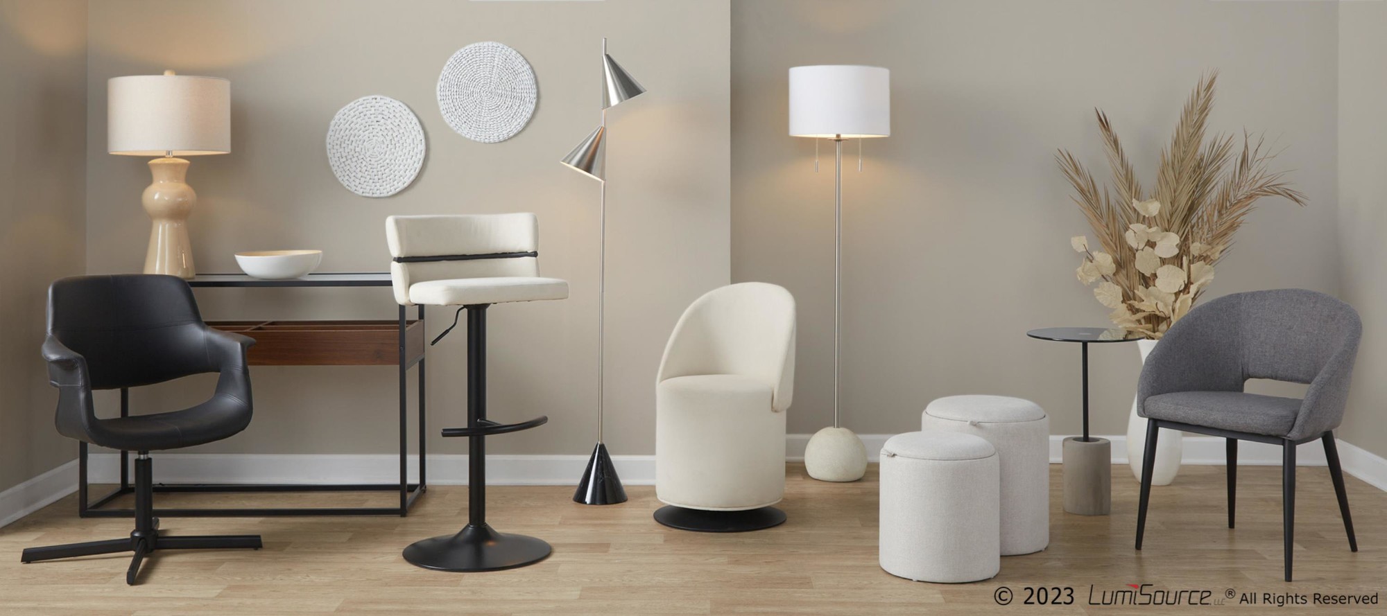 Finch Black Metal Cream Fabric Contemporary Swivel Chair 8 Finch Black Metal Cream Fabric Contemporary Swivel Chair - Image 8