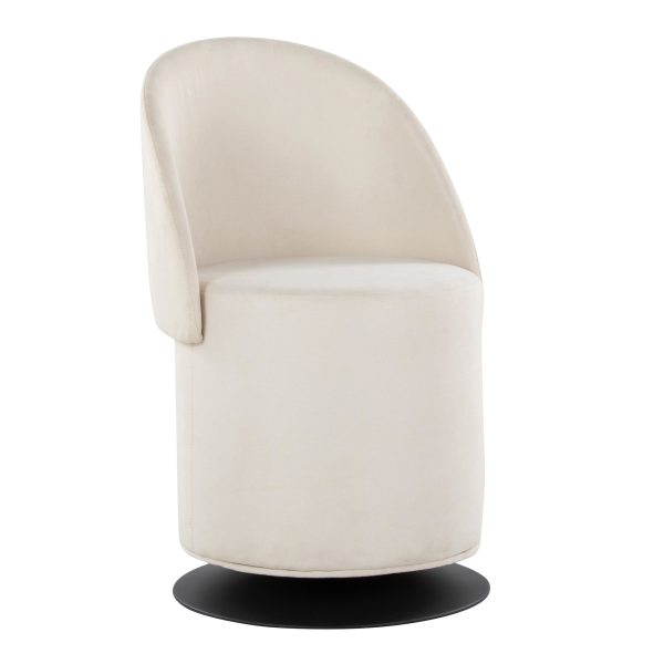 Finch Black Metal Cream Fabric Contemporary Swivel Chair 8