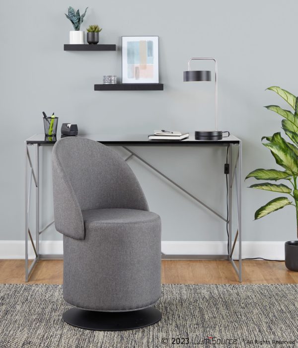 Finch Contemporary Grey Fabric Adjustable Swivel Chair LumiSource 1