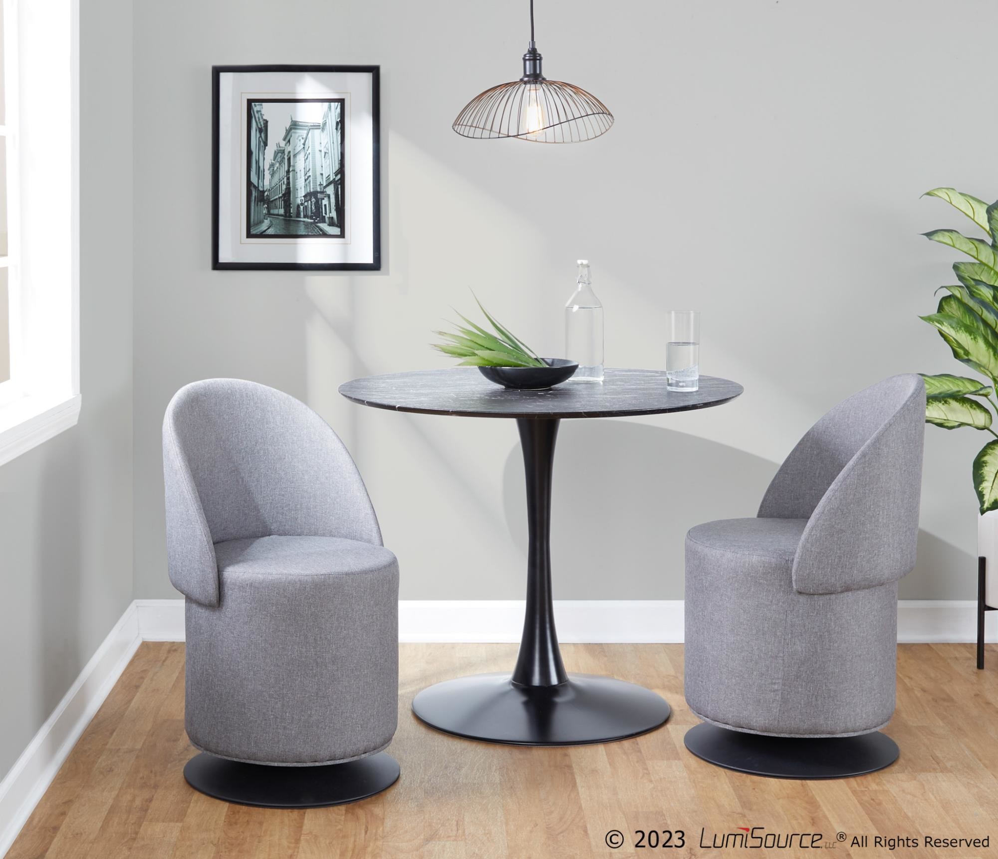 Finch Contemporary Grey Fabric Adjustable Swivel Chair LumiSource 3 Finch Contemporary Grey Fabric Adjustable Swivel Chair LumiSource - Image 3