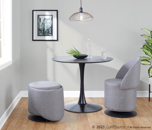 Finch Contemporary Grey Fabric Adjustable Swivel Chair LumiSource 3