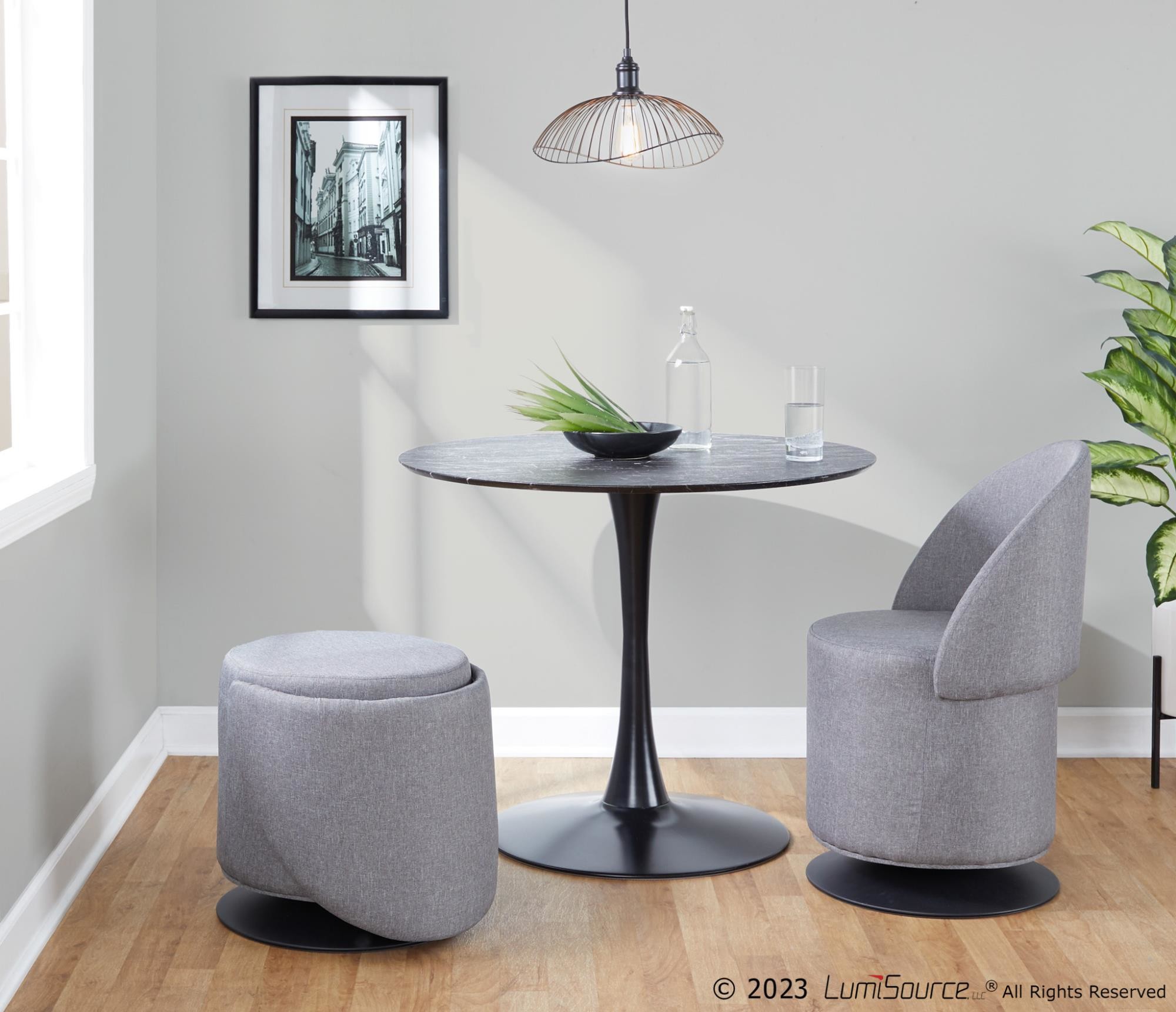 Finch Contemporary Grey Fabric Adjustable Swivel Chair LumiSource 4 Finch Contemporary Grey Fabric Adjustable Swivel Chair LumiSource - Image 4
