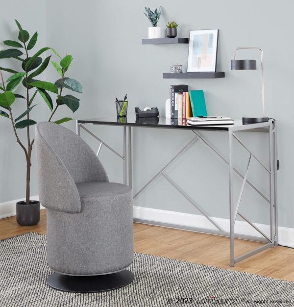 Finch Contemporary Grey Fabric Adjustable Swivel Chair LumiSource 4