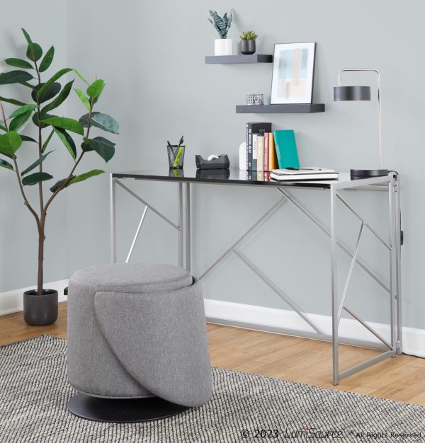 Finch Contemporary Grey Fabric Adjustable Swivel Chair LumiSource 5