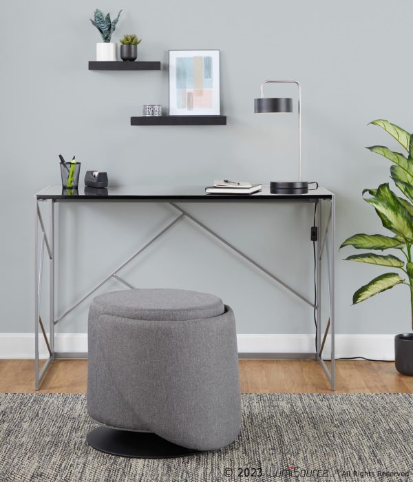 Finch Contemporary Grey Fabric Adjustable Swivel Chair LumiSource