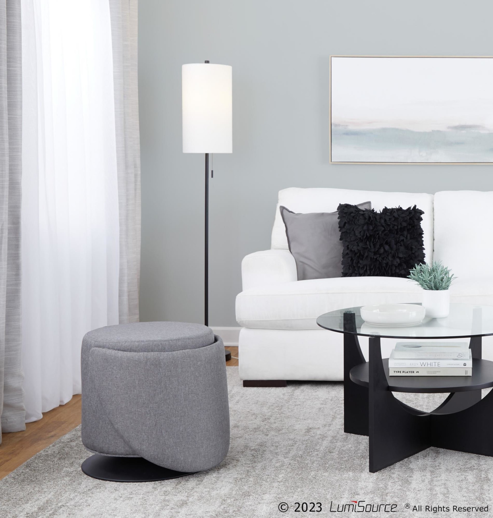 Finch Contemporary Grey Fabric Adjustable Swivel Chair LumiSource 8 Finch Contemporary Grey Fabric Adjustable Swivel Chair LumiSource - Image 8