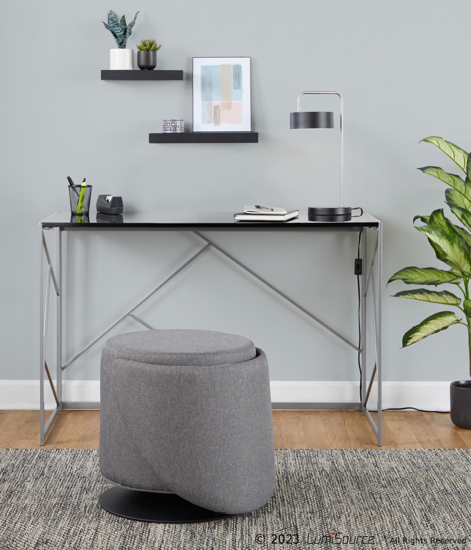 Finch Contemporary Grey Fabric Adjustable Swivel Chair LumiSource 1 Finch Contemporary Grey Fabric Adjustable Swivel Chair LumiSource