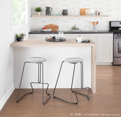 Finn Black Steel Charcoal Fabric Contemporary Counter Stools (Set of 2)
