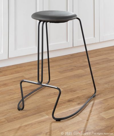 Finn Black Steel Grey Faux Leather Contemporary Counter Stools (Set of 2)