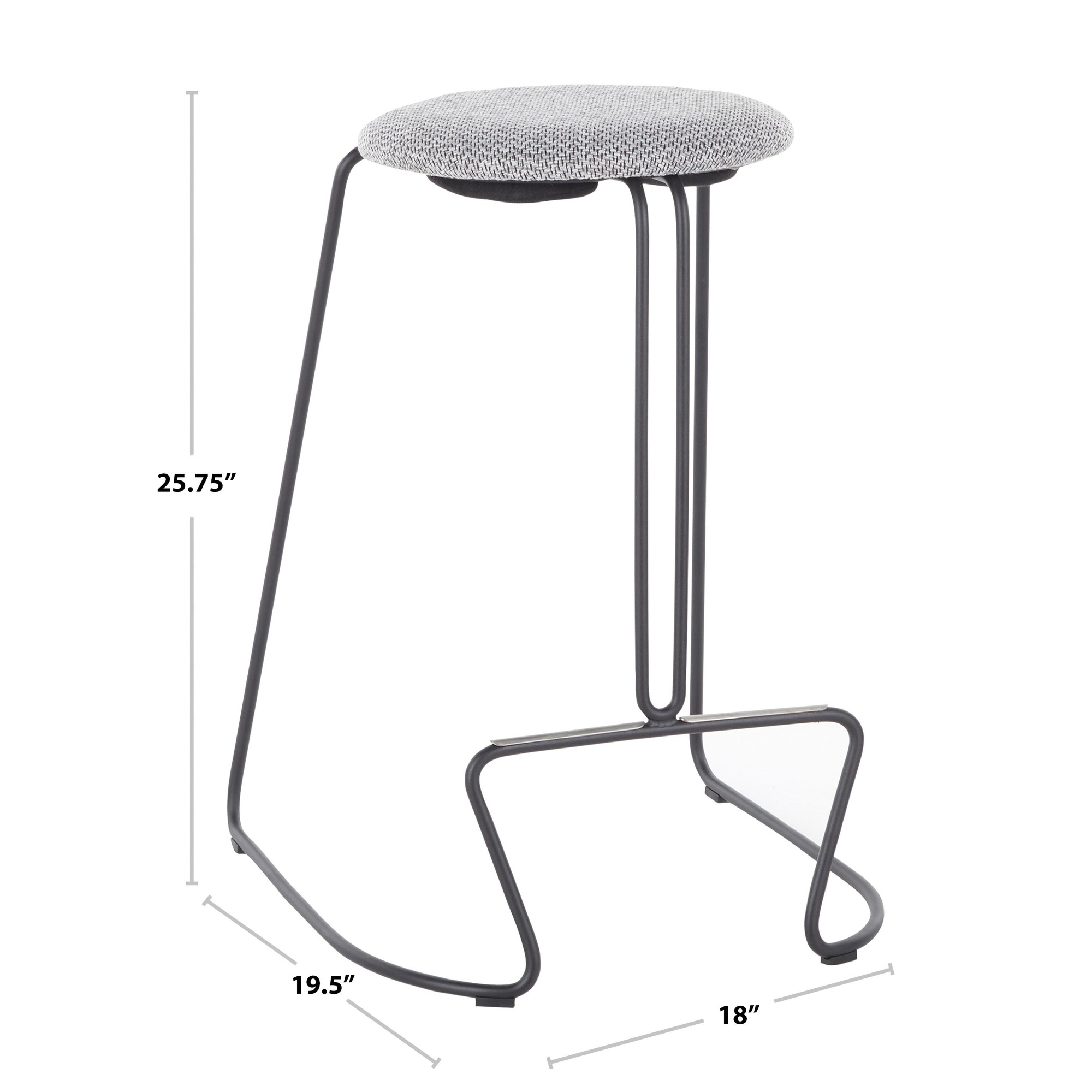 Finn Grey Steel and Charcoal Fabric Counter Stools (Set of 2) 12 Finn Grey Steel and Charcoal Fabric Counter Stools (Set of 2) - Image 12
