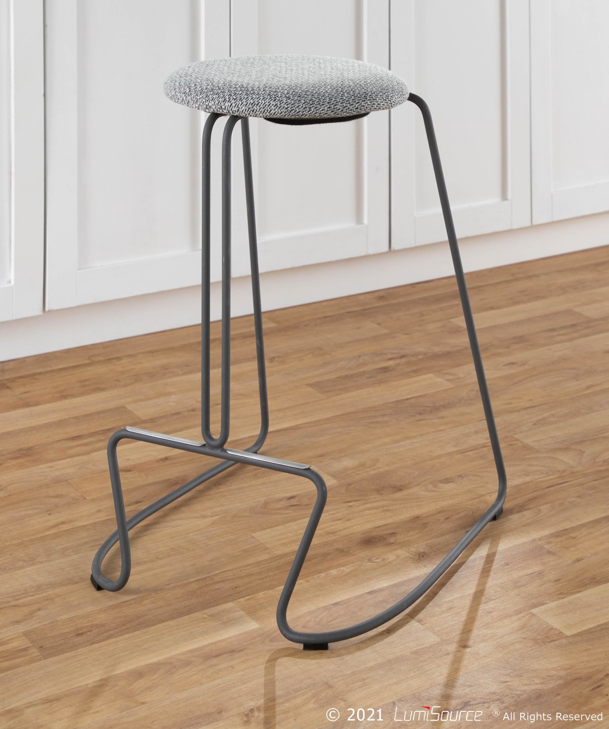 Finn Grey Steel and Charcoal Fabric Counter Stools (Set of 2) 3 Finn Grey Steel and Charcoal Fabric Counter Stools (Set of 2) - Image 3