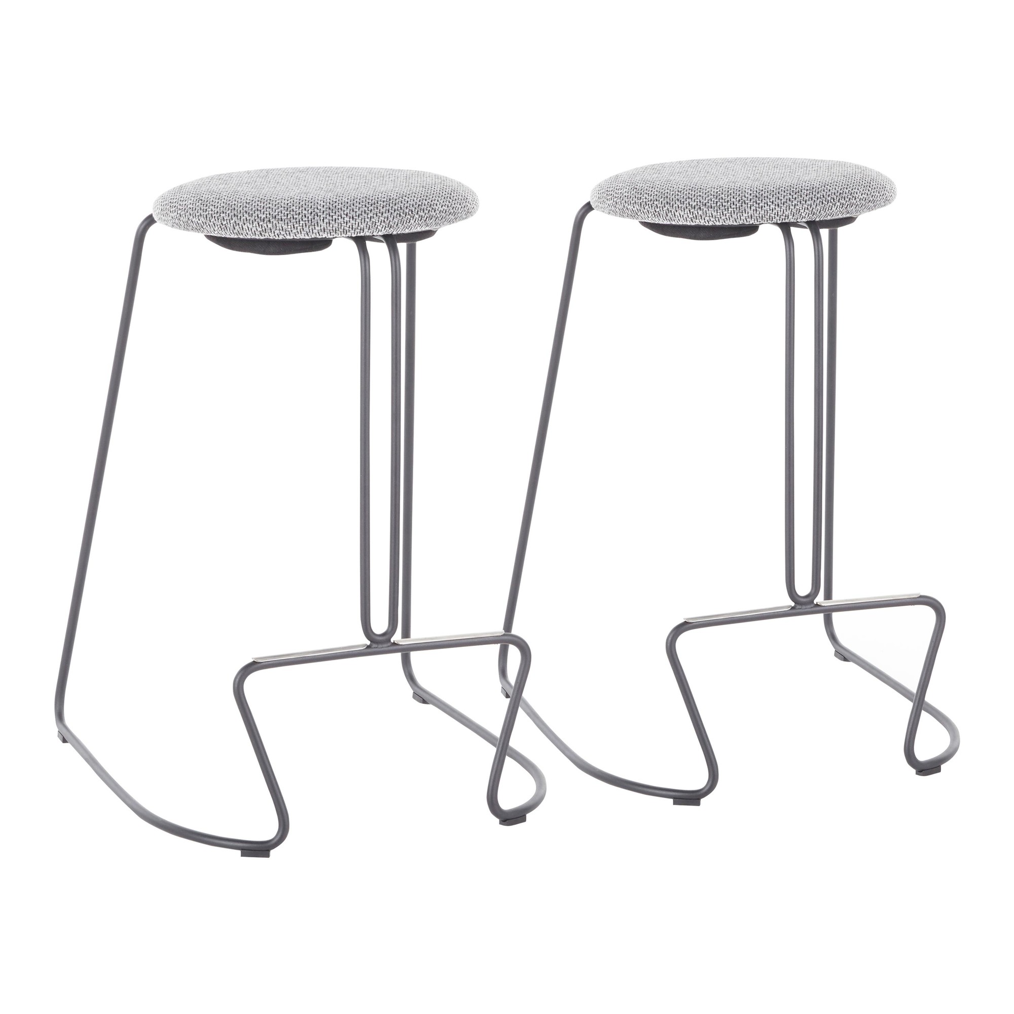 Finn Grey Steel and Charcoal Fabric Counter Stools (Set of 2) 5 Finn Grey Steel and Charcoal Fabric Counter Stools (Set of 2) - Image 5
