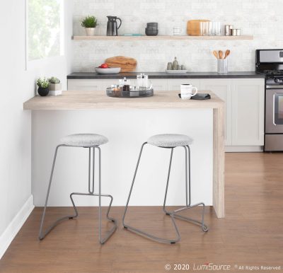 Finn Grey Steel and Charcoal Fabric Counter Stools (Set of 2)