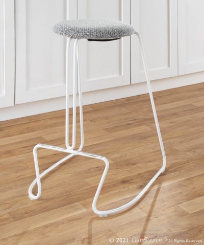 Finn White Steel Charcoal Fabric Contemporary Counter Stools (Set of 2)