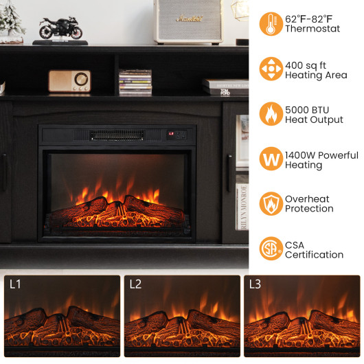 Electric Fireplace TV Stand with Storage for TVs Up to 65 Inch - Image 5