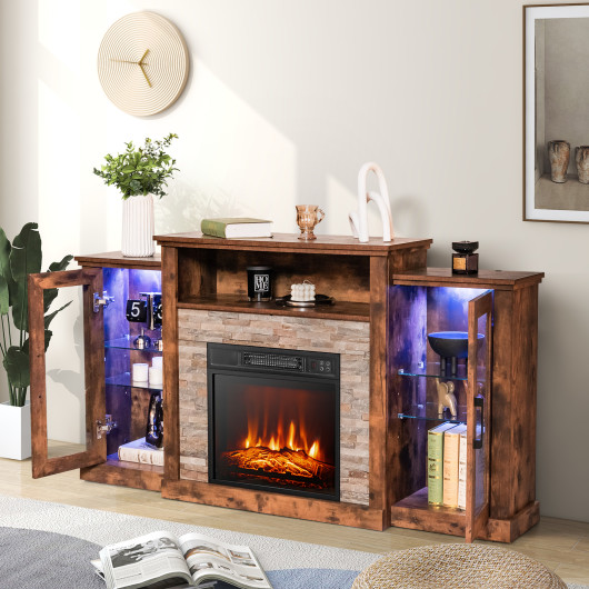 Industrial Fireplace TV Stand with 16-Color LED for 65" TVs - Image 2