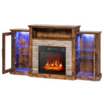 Industrial Fireplace TV Stand with 16-Color LED for 65" TVs