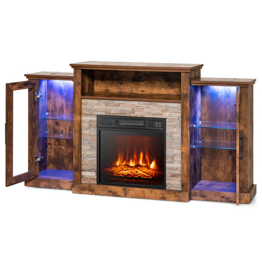 Industrial Fireplace TV Stand with 16-Color LED for 65" TVs - Image 4