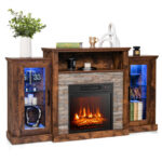 Industrial Fireplace TV Stand with 16-Color LED for 65" TVs