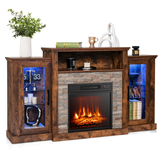 Industrial Fireplace TV Stand with 16-Color LED for 65" TVs - Image 3