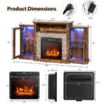 Industrial Fireplace TV Stand with 16-Color LED for 65" TVs