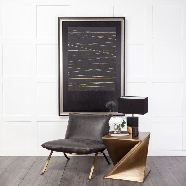 Flavelle II Black Leather Cushion Seat and Solid Iron Base Accent Chair 1