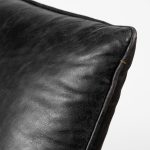 Flavelle II Black Leather Cushion Seat and Solid Iron Base Accent Chair