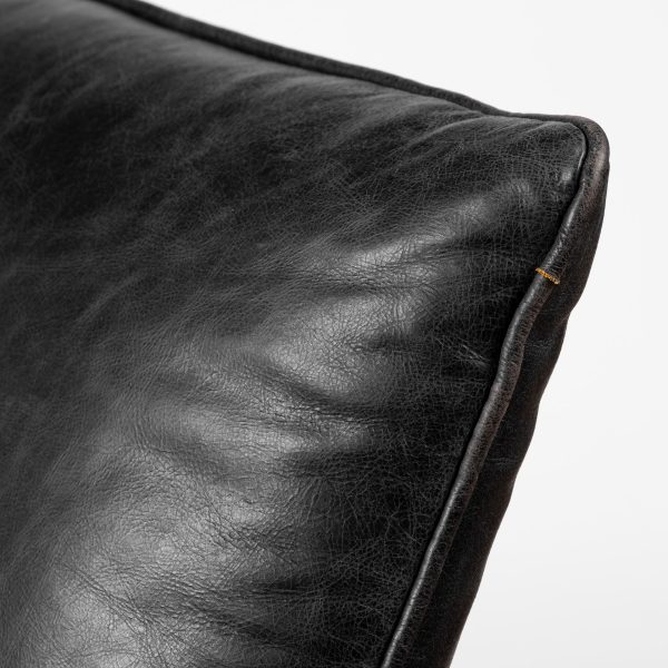Flavelle II Black Leather Cushion Seat and Solid Iron Base Accent Chair 6